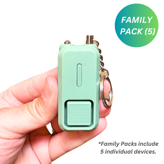 Sound Grenade by BASU® 130dB, Use in Any Emergency--Just Pull The Pin, Extra Loud, Batteries Included (Military Green) - Family Pack, 5 Units